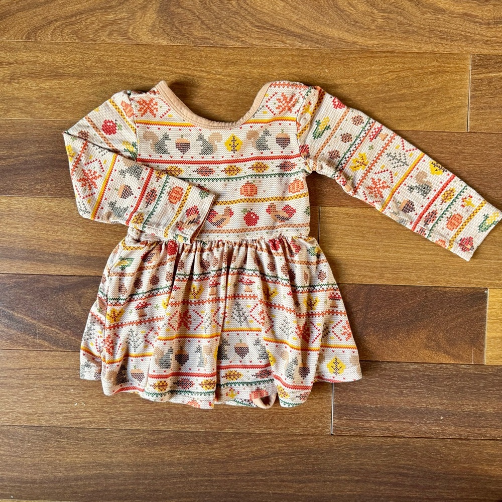 Little Sleepies Play Thanksgiving Patterned Kids Dress